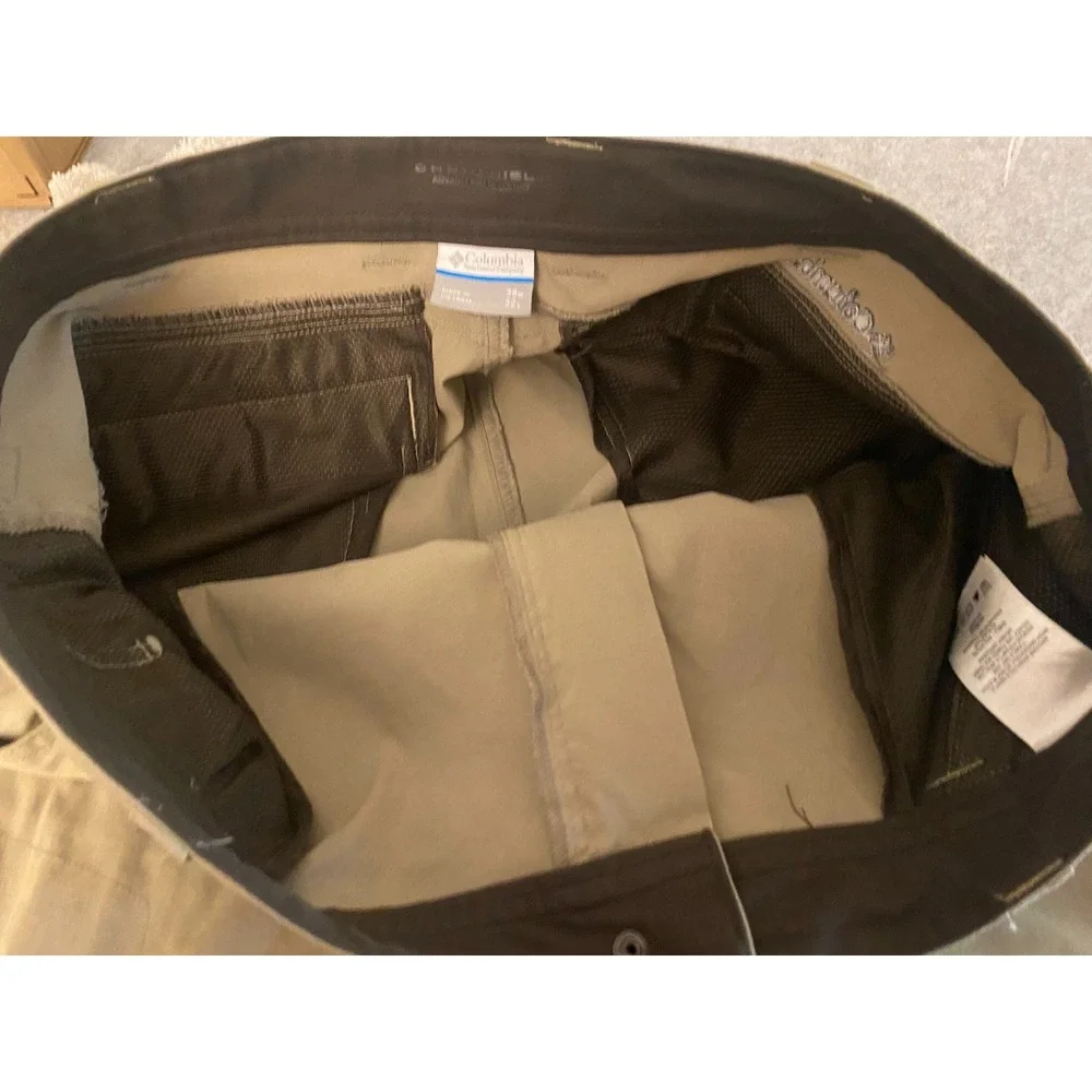 Columbia Omni-Shield Water Repellent Tan Mens Hiking Pants Size 38x32